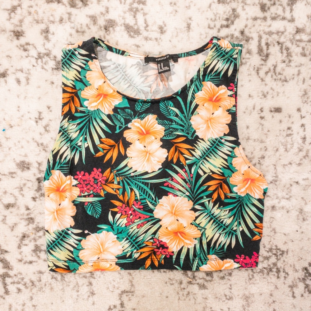 hawaiian floral crop top
